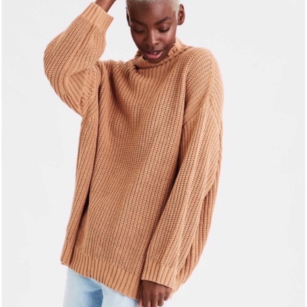 ❤️American Eagle Oversized Ribbed Mock Neck Sweater Long Line - Picture 1 of 10